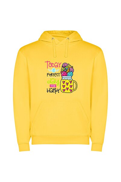 iLovePrints Candy Jar Happiness Day Φούτερ με κουκούλα σε χρώμα Κίτρινο
