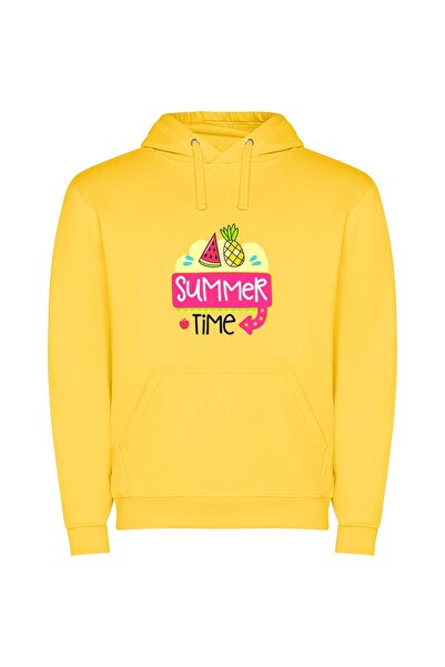 iLovePrints Tropical Bliss Φούτερ με κουκούλα σε χρώμα Κίτρινο