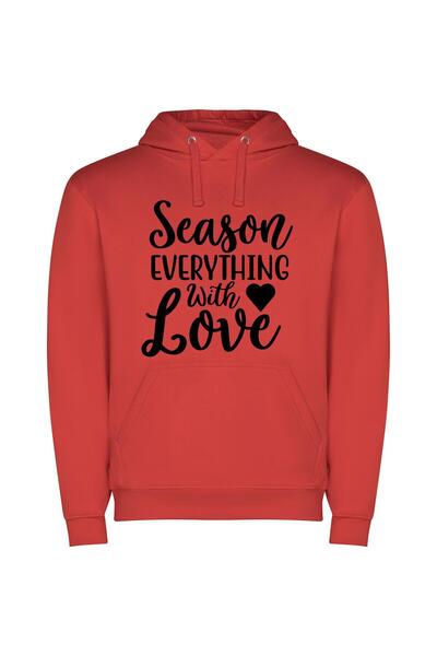 iLovePrints Love-Filled Seasonal Prints Φούτερ με κουκούλα σε χρώμα Κόκκινο