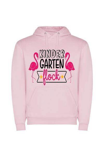 iLovePrints Pink Flamingo's Garden Parade Φούτερ με κουκούλα σε χρώμα Ροζ
