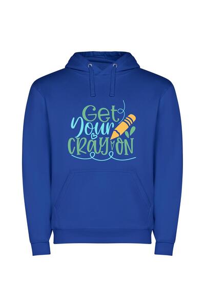 iLovePrints Colorful Crayon Creations Φούτερ με κουκούλα σε χρώμα Μπλε