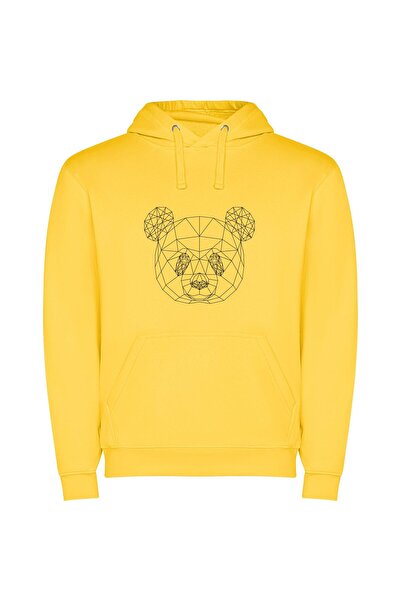 iLovePrints Fierce MonoArt: Bear's Vector Φούτερ με κουκούλα σε χρώμα Κίτρινο