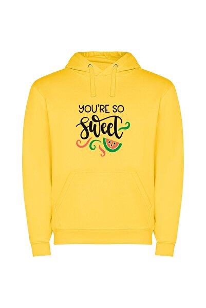 iLovePrints Sugar-coated Watermelon Delight Φούτερ με κουκούλα σε χρώμα Κίτρινο