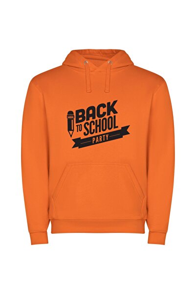 iLovePrints Nostalgic Back-to-School Bash Φούτερ με κουκούλα σε χρώμα Πορτοκαλί