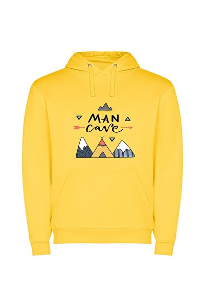 iLovePrints Cave Man Chic Φούτερ με κουκούλα σε χρώμα Κίτρινο