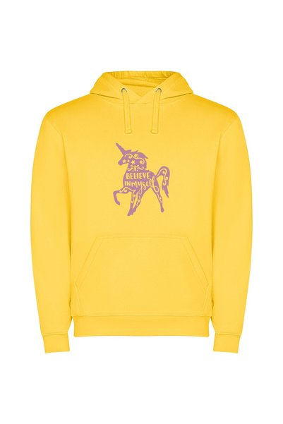 iLovePrints Whimsical Unicorn Silhouette Φούτερ με κουκούλα σε χρώμα Κίτρινο