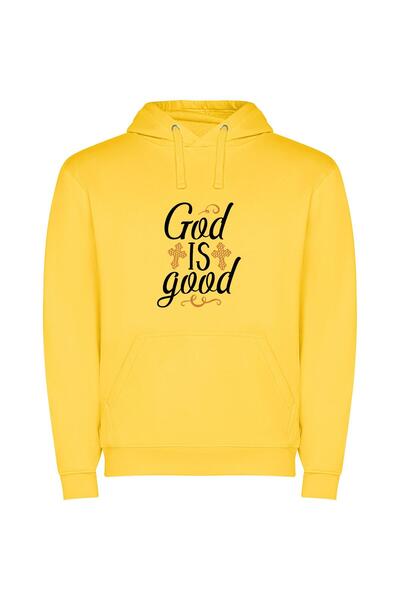 iLovePrints Divine Goodness Displayed Φούτερ με κουκούλα σε χρώμα Κίτρινο