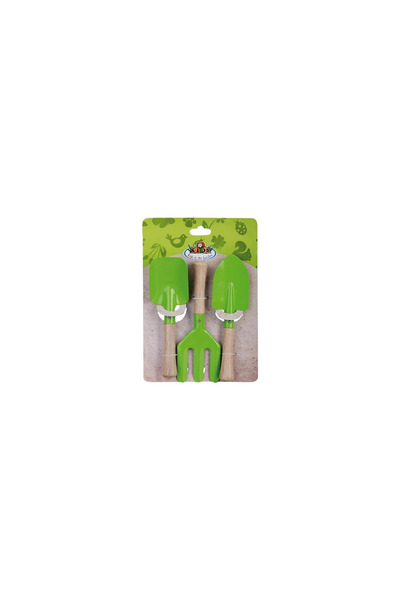Esschert Design Set de unelte de grădină pentru copii, 3 piese, din lemn verde