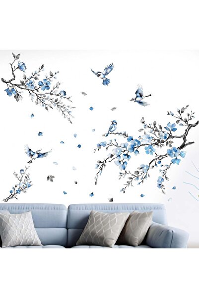 Amimagen Cherry Blossom Wall Stickers for Bedroom: Peel and Stick Flower Bird...