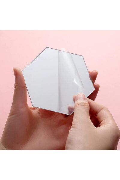 Wall1ders - Hexagon-Silver Size 10.5 x 12 cm (Pack of 31) 3D Acrylic Mirror W...