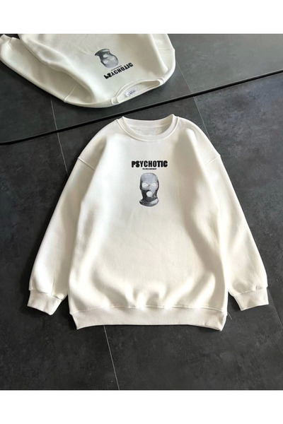 oniks store Winter bicycle collar printed sweatshirt - white