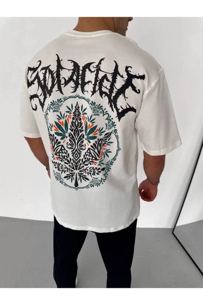 modi Unisex bicycle collar printed oversize t-shirt - white