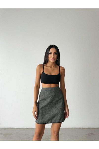 MODA ŞEHRİ Kaşe Short Skirt - Black