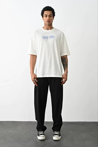 pazarella Unisex printed oversize t-shirt - white