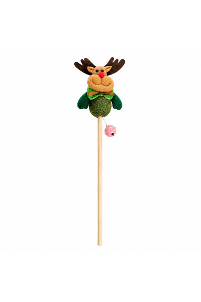 Generic Brand Interactive Reindeer Cat Toy Stick with Natural Catnip Ball & B...