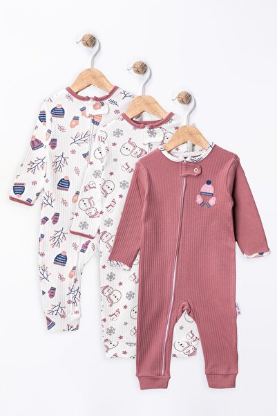 ENİA BABY Baby Girl Zippered 100% Cotton 9/12/18 Months 3 Piece Jumpsuit Set