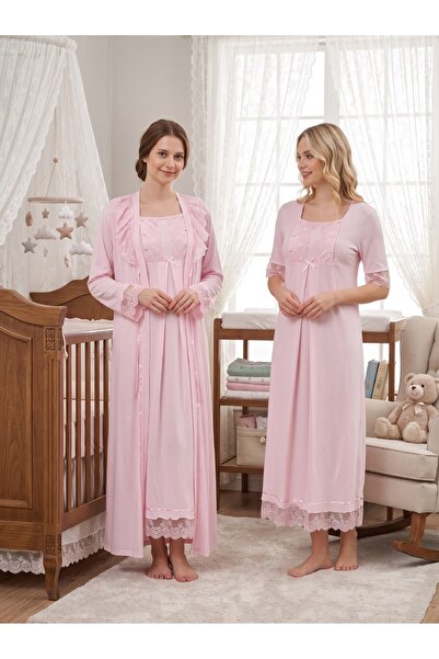 Lohussa New Season Pink Short-Sleeved Elegant Lace Detailed Design Buttoned 1...