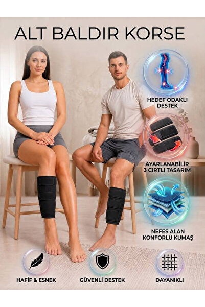 Ankaflex 2'li Paket Ayarlanabilir Kasık Kval Bacak Korsesi Neopren Kompresyon Alt Baldır Korse ve Sargısı Kadın ve Erkekler için
