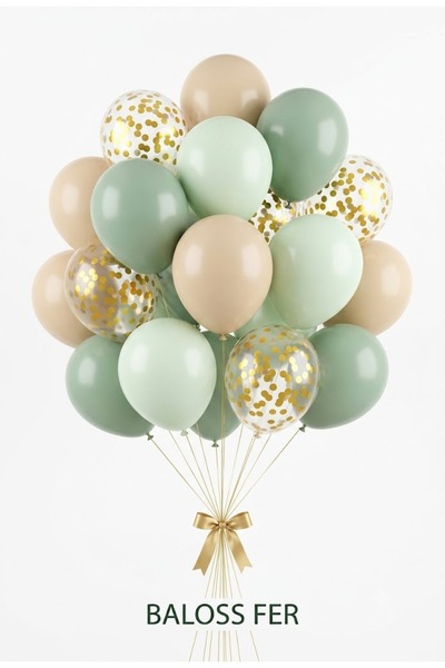 baloss fer Jungle Safari Boho Themed 20-Piece Balloon Set Sand Eucalyptus Mac...