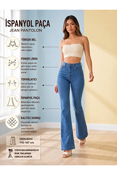 geenz manifacture Ngbutika Women's Medium Blue Lycra Stretchy Spanish Leg Jeans