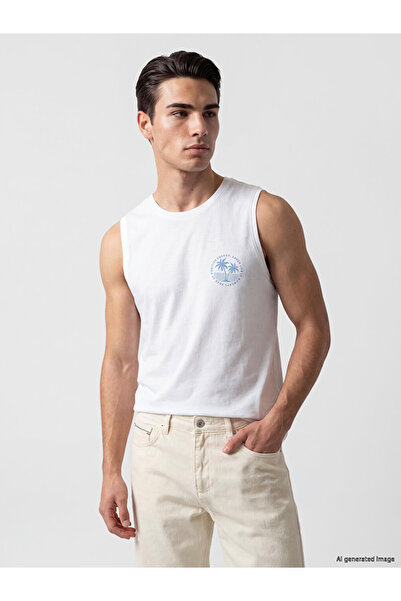 LC Waikiki Peak New Season White Crew Neck Standard Fit Printed Men's T-Shirt