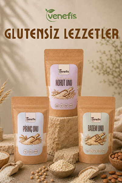 venefis Glutensiz Lezzetler Un Seti 3'lü 250 Gr x 3 (Pirinç Unu, Hindistan Ce...
