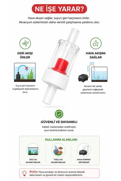cdk Akvaryum Hava Çekvalfi (Check Valve) – Hava Pompası Geri Akış Önleyici Te...