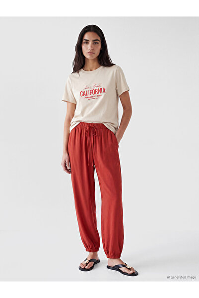 LC Waikiki Red Elastic Waist Women's Jogger Pants