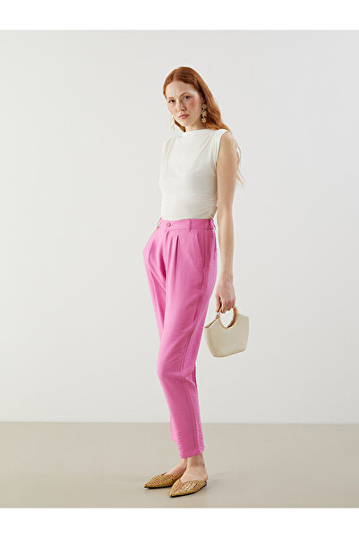 LC Waikiki Pink Women's Pleated Trousers with Elastic Waist