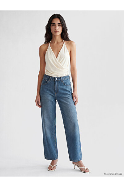 LC Waikiki Indigo High Waist Straight Fit Women's Jean Pants
