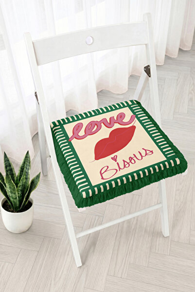 Realhomes Love Bisous Written Lip Figure Striped Frame Patterned Fringed Zipp...