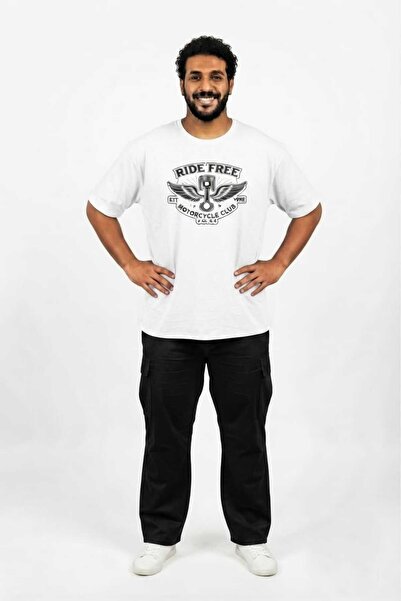 Gutty تي شيرت رجالي أبيض 100% قطن مقاس كبير - 3XL 4XL 5XL 6XL 7XL 8XL 9XL 10X...