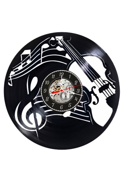 OEM Ceas de perete decorativ din disc de vinil, Model Vioară, Cheia Sol și po...