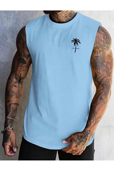 NIGRUM PARDUS Plus Size Minimal Palm Printed Cotton Relaxed Sleeveless Men's ...