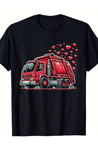 kai22 Garbage Truck Hearts Valentine'S Day Boys Girls T-Shirt, Suitable For M...