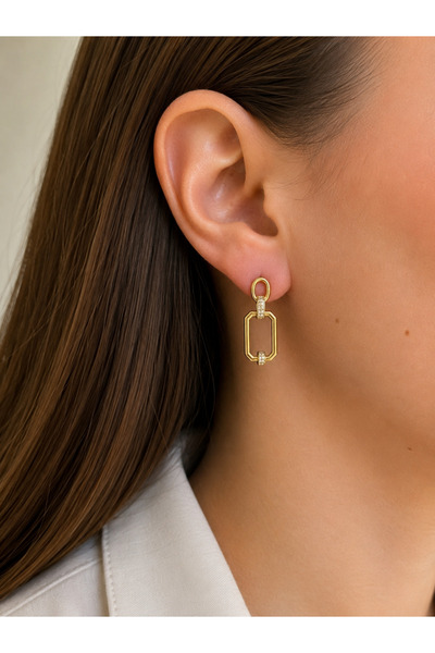 XUPING JEWELRY 14K RENGİ ZİNCİR UCU ZİNCİR MODEL ÇELİK KÜPE