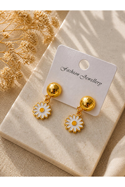 karmabijuteriaksesuar Daisy Figured Gold Bijouterie Earrings