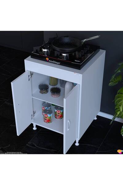 Eliusta Lenaw 60x85x56 cm Set Üstü Ocak Uyumlu Çift Kapaklı Raflı Mutfak Dola...