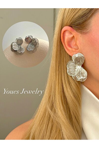 YOUES JEWELRY أقراط فاخرة على شكل زهرة من الفولاذ، أقراط سلكية للنساء، أقراط ...