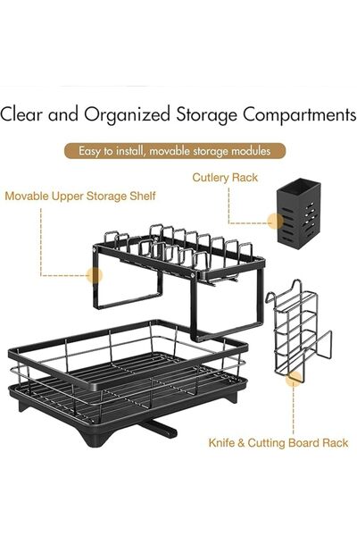 XLOTS Dish Drying Rack Kitchen Drain - 2 Tier Stainless Steel for Kitchen Cou...