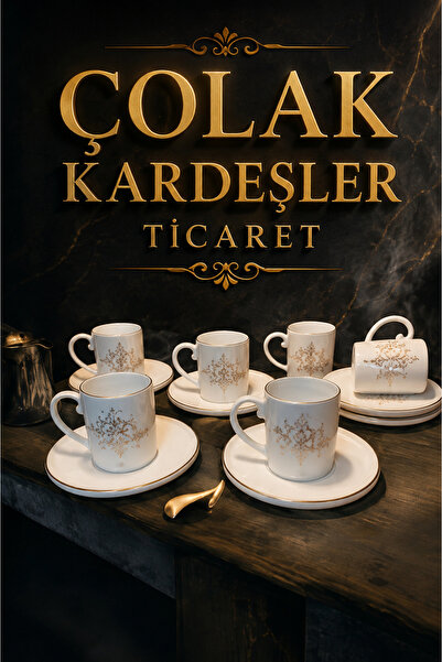 Genel Markalar ÇOLAK PORSELEN 12 parça hayat ağacı kahve fincan takımı
