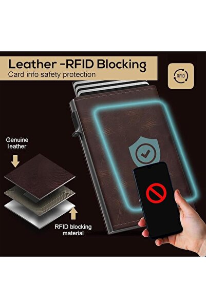 GENERAL محفظة حاملة بطاقات للرجال، محفظة معدنية مانعة لسرقة بيانات RFID مع جل...
