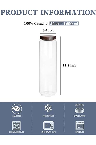 Telfun Airtight Food Storage Containers Set of 3, 54 Ounce Glass Storage Cont...