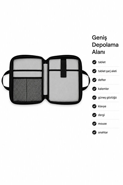 MARLENE KLAR 10.2/10.9/11/11.5/12/12.9 Inç Tüm Markalarla Uyumlu Organizer Omuz, El, Tablet Kılıfı Çantası