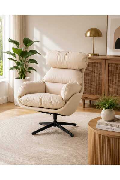 TrentonGCC Modern 360° Swivel Accent Chair – Upholstered Lounge Armchair with...