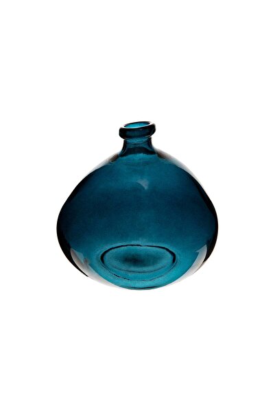 Atmosphera Vază rotundă din sticlă reciclată - Storm Blue, D.23 cm