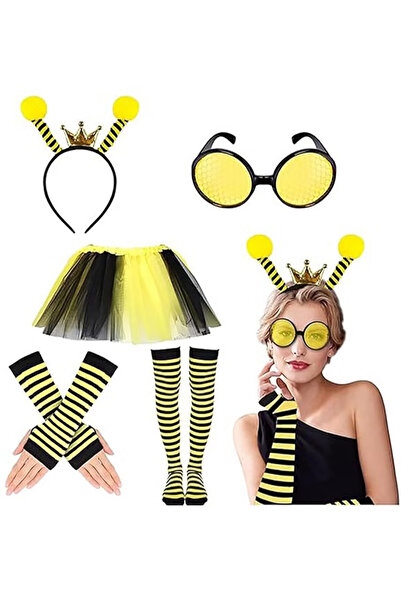 GGEROU Bee Costume Kit 5 PCS Bee Costume Yellow Antenna Headband Sunglasses T...