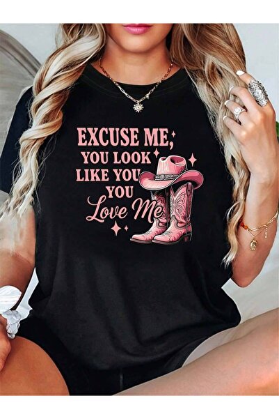 9JY تي شيرت نسائي مطبوع عليه "Excuse Me, Look Like You Love Me" - قميص كاجوال...