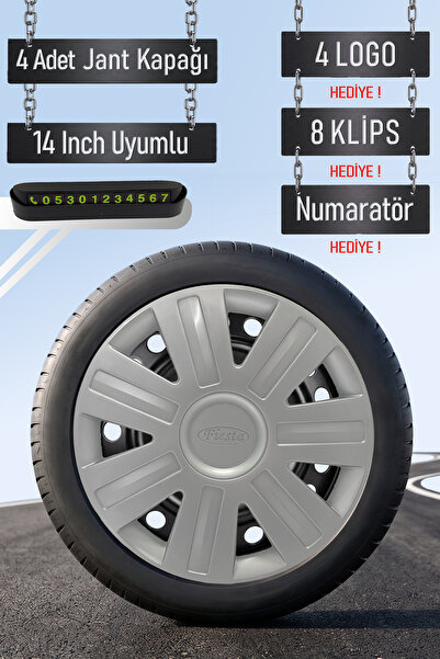 Routicar Ford Fiesta 14" inç Jant Kapağı Seti 4 Adet 1 Takım Fiesta Yazılı Gr...