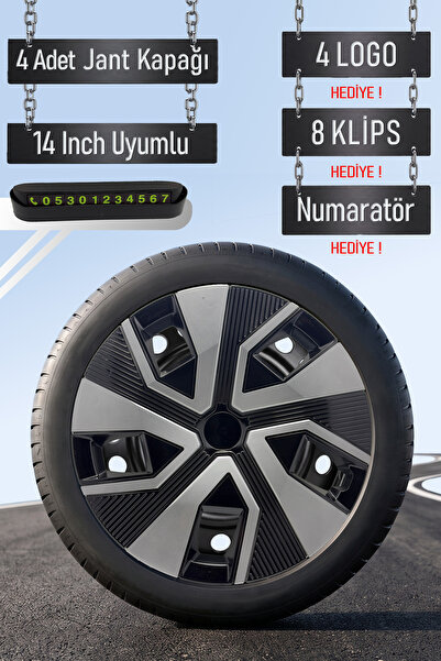 Routicar Ford Jant Kapağı Seti 4 Adet 14" inç Gri Siyah ( Tourneo Transit Con...